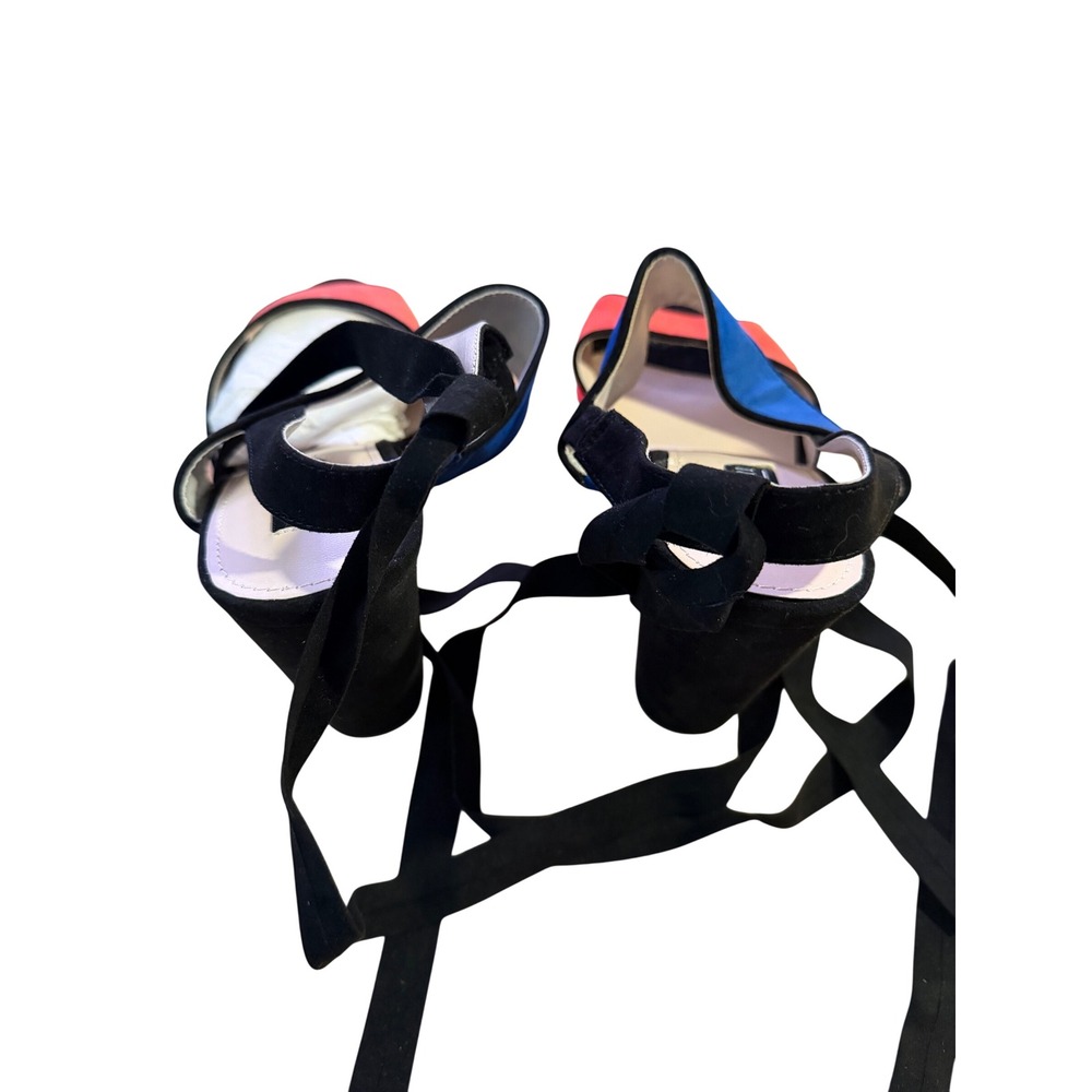 Eloquii Color Block Suede‎ Lace Up Block Heels Sandals Women 10W - Picture 9 of 9